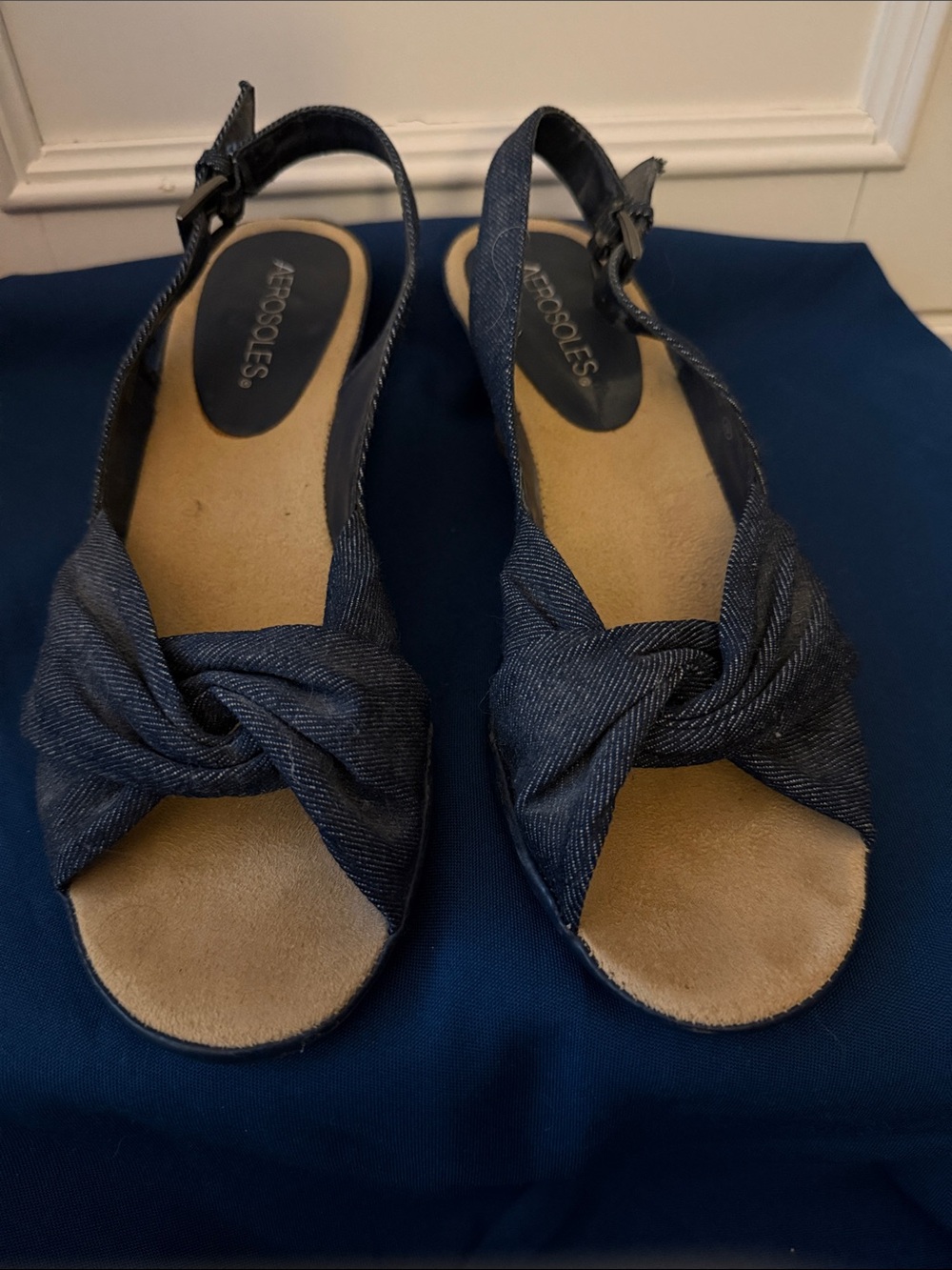 Aerosoles Dark Blue Knotted Slingback Sandals - Women's